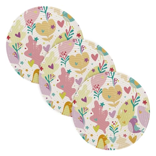 Topfuntersetzer für heiße Töpfe und Pfannen, 38,1 cm, Baumwollgarn, gewebt, Töpfe, Pfannen, Set Halter für Schüssel, Geschirrmatte, Cartoon, buntes Blumenmuster, 3 Stück Topfuntersetzer für heiße Töpfe und Pfannen, 38,1 cm, Baumwollgarn, gewebt, Töpfe, Pfannen, Set Halter für Schüssel, Geschirrmatte, Cartoon, buntes Blumenmuster, 3 Stück von famyily