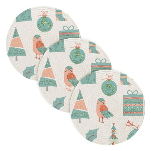 Topfuntersetzer für heiße Töpfe und Pfannen, 38,1 cm, Baumwollgarn, große Untersetzer, Baumwollmatte für Herd, Haus, Dekoration, Weihnachten, 3 Stück von famyily