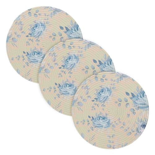 Topfuntersetzer für heiße Töpfe und Pfannen, hitzebeständig, 38,1 cm, Baumwollgarn, Topflappen, Set für Kochtopf, Halloween-Dekoration, Blau, Vintage-Rose, 3 Stück Topfuntersetzer für heiße Töpfe und Pfannen, hitzebeständig, 38,1 cm, Baumwollgarn, Topflappen, Set für Kochtopf, Halloween-Dekoration, Blau, Vintage-Rose, 3 Stück von famyily