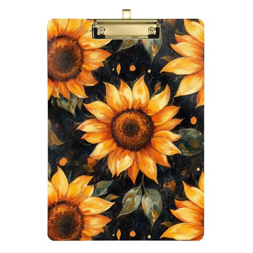 Trendiges Klemmbrett mit Sonnenblumen-Ölgemälde-Stil, Klemmbrett, legale Größe, Anmeldung, Klemmbrett, Clipboard für Kinderkrankenschwestern, Baustelle, 31,8 x 27,9 cm von famyily