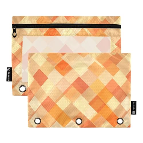 Trendiges Rhomboid Orange Neutral Ringe Binder Taschen Weiches Federmäppchen für Ordner Ordner mit Reißverschluss zur Untersuchung Ofhce Supplies von famyily