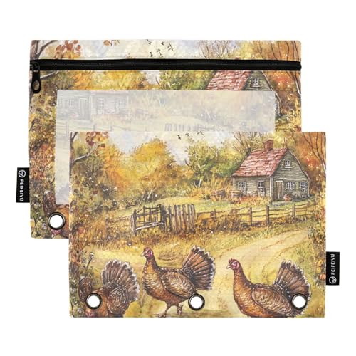 Truthahn, Bauernhof, Herbst, Ringbuch, Tasche, weiches Federmäppchen für Ringe, Ordner, Ordner mit Binderlöchern, für Schule, Zuhause, Reisen, Karten, Aufbewahrungsbehälter Truthahn, Bauernhof, Herbst, Ringbuch, Tasche, weiches Federmäppchen für Ringe, Ordner, Ordner mit Binderlöchern, für Schule, Zuhause, Reisen, Karten, Aufbewahrungsbehälter von famyily