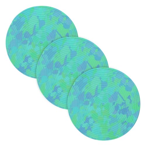 Untersetzer mit hoher Hitze für heiße Töpfe und Pfannen, 38,1 cm, Baumwollgarn, Geschirrhalter für Instant Pot Küchenhelfer, Mintgrün, Blau, 3 Stück von famyily