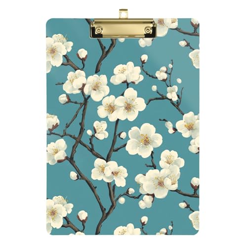 Weiße Blumenblüten schwarze Zweige Klemmbretter Still-Klemmbrett Klemmbrett Clip benutzerdefinierte Klemmbretter für Krankenpflege-Edition, medizinische Referenz, 31,8 x 48,3 cm von famyily
