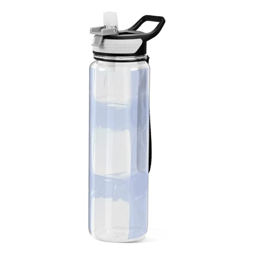 famyily Blau-weiße Gouache-Gitter-Sport-Trinkflasche aus transparentem Kunststoff für Uni, einzigartiges Design, Dekoration, Tagebuch, Terrasse, Büro, Zuhause famyily Blau-weiße Gouache-Gitter-Sport-Trinkflasche aus transparentem Kunststoff für Uni, einzigartiges Design, Dekoration, Tagebuch, Terrasse, Büro, Zuhause von famyily