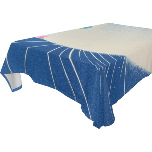 famyily Couchtischdecke mit niedlicher weißer Katze, abwischbar für Küche und Esszimmer, Picknick, 1,8 m - 2,4 m, passend für Bankett, Küchentisch, 1 Stück, Größe 137 x 183 cm von famyily