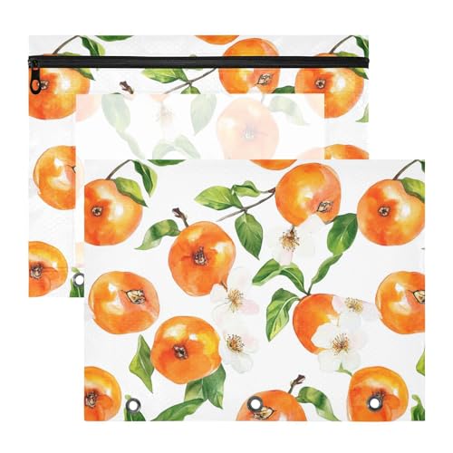 famyily Federmäppchen, transparent, 3 Löcher, für A4-Papier, Briefe, 2 Stück, Studenten, Zuhause, Cartoon, Kaki, Obst, Weiß von famyily
