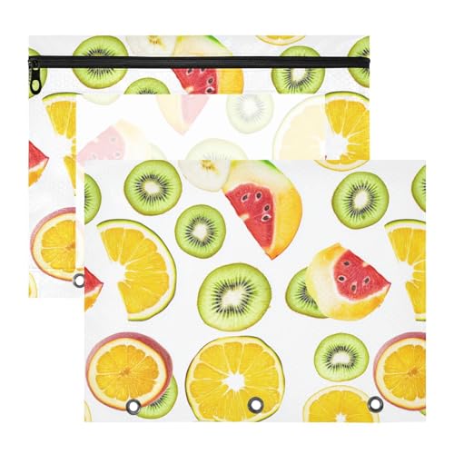 famyily Federmäppchen, transparent, 3 Löcher, für A4-Papier, Briefe, 2 Stück, für Lehrer, College, frische Akee-Früchte, Weiß von famyily