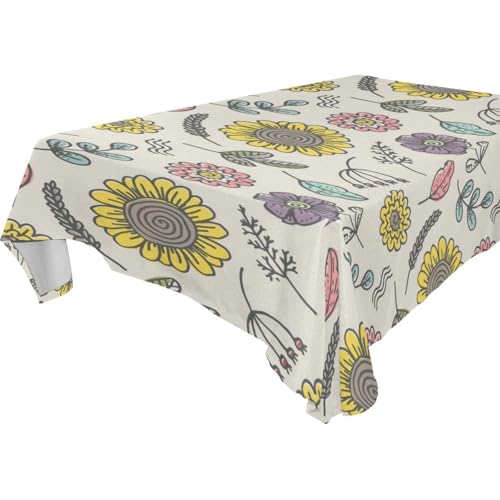 famyily Gelbe Sonnenblumen-Pailletten-Tischdecke, abwischbar, für Küche und Esszimmer, für den täglichen Gebrauch, 1,8 m - 2,4 m, wiederverwendbar, Picknick-Esstischabdeckung, 1 Stück, Größe 137 x 183 von famyily