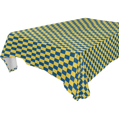 famyily Rustikale Tischdecke mit Schachbrettmuster, abwischbar, für Küche und Esszimmer, Cafés, 1,8 m - 2,4 m, lichtecht, für Partys, 1 Stück, Größe 137 x 183 cm, Gelb und Blau famyily Rustikale Tischdecke mit Schachbrettmuster, abwischbar, für Küche und Esszimmer, Cafés, 1,8 m - 2,4 m, lichtecht, für Partys, 1 Stück, Größe 137 x 183 cm, Gelb und Blau von famyily