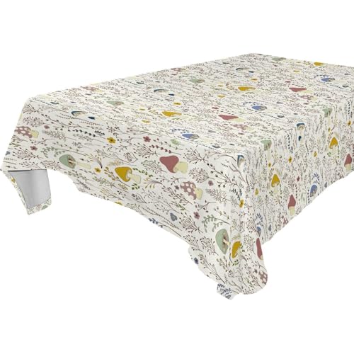 famyily Tischdecke, Retro, bunte Wildblumen und Pilze, klein, quadratisch, abwischbar, für Küche und Esszimmer, Cafés, 1,8 m - 2,4 m dick, für den Innenbereich, Blau, 1 Stück, Größe 137 x 183 cm famyily Tischdecke, Retro, bunte Wildblumen und Pilze, klein, quadratisch, abwischbar, für Küche und Esszimmer, Cafés, 1,8 m - 2,4 m dick, für den Innenbereich, Blau, 1 Stück, Größe 137 x 183 cm von famyily
