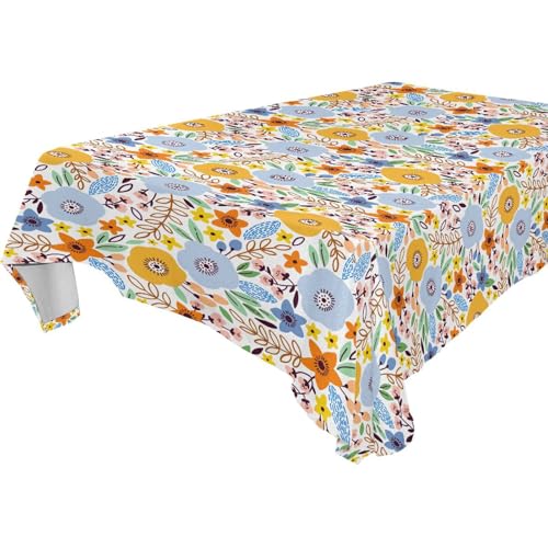 famyily Tischdecke mit Blumenmuster, rechteckig, abwischbar, für Küche und Esszimmer, für den täglichen Gebrauch, 1,8 m - 2,4 m, transparent, 1 Stück, Größe 137 x 183 cm von famyily