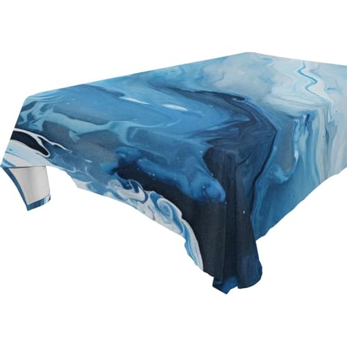 famyily Tischdecke mit blauer und weißer Tinte, abwischbar für Küche und Esszimmer, Party, 1,8 m - 2,4 m, waschbar, Grill-/Esstischabdeckung, 1 Stück, Größe 137 x 183 cm von famyily