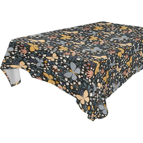 famyily Tischdecke mit floralem Safari, Schmetterlingen, Wiese, Gingham-Muster, abwischbar, für Küche und Esszimmer, für den täglichen Gebrauch, 1,8 m - 2,4 m, stabile Weihnachtstischdecke, 1 Stück famyily Tischdecke mit floralem Safari, Schmetterlingen, Wiese, Gingham-Muster, abwischbar, für Küche und Esszimmer, für den täglichen Gebrauch, 1,8 m - 2,4 m, stabile Weihnachtstischdecke, 1 Stück von famyily