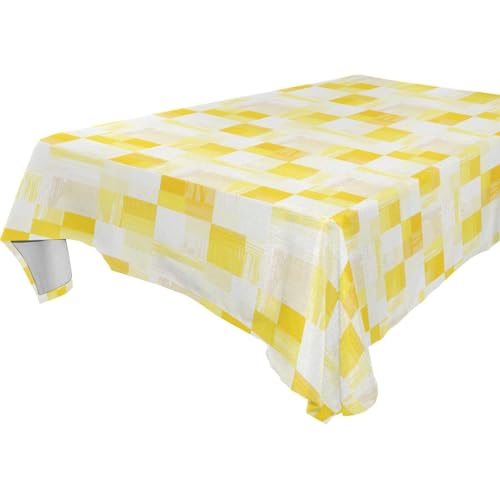 famyily Tischdecke mit hellgelbem und weißem Karomuster, staubblau, abwischbar, für Küche und Esszimmer, Buffet, Abendessen, 1,8 m - 2,4 m, weiße Tischdecke, 1 Stück, Größe 137 x 183 cm famyily Tischdecke mit hellgelbem und weißem Karomuster, staubblau, abwischbar, für Küche und Esszimmer, Buffet, Abendessen, 1,8 m - 2,4 m, weiße Tischdecke, 1 Stück, Größe 137 x 183 cm von famyily