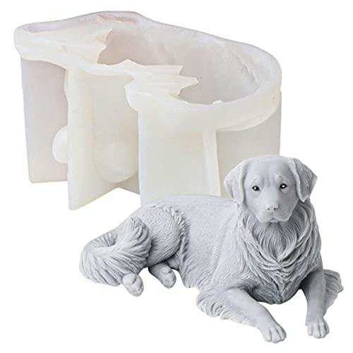3D-Silikon-Hundeform für Kerzen, Silikonform, goldene Hundeform, Kerzenherstellungsformen, liegender Hund, Gips, Harz, handgefertigte Seifenformen, Kerzenherstellungszubehör, Heimdekoration von fanelod