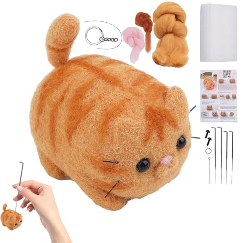 Anfänger-Filz-Set, handgefertigte Katzenpuppe, Anfänger, Nadelfilz-Set, Bastelset mit Schritt-für-Schritt-Anleitung für manuelle Enthusiasten jeden Alters Anfänger-Filz-Set, handgefertigte Katzenpuppe, Anfänger, Nadelfilz-Set, Bastelset mit Schritt-für-Schritt-Anleitung für manuelle Enthusiasten jeden Alters von fanelod
