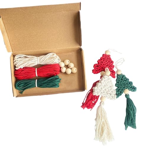 Anfänger Makramee Kit für Erwachsene, Weihnachten Makramee Kit Dekoration, Makramee Ornamente Weihnachtsbaum Anhänger Erwachsene Weihnachten Handwerk Makramee Starter für Zuhause Anfänger Makramee Kit für Erwachsene, Weihnachten Makramee Kit Dekoration, Makramee Ornamente Weihnachtsbaum Anhänger Erwachsene Weihnachten Handwerk Makramee Starter für Zuhause von fanelod
