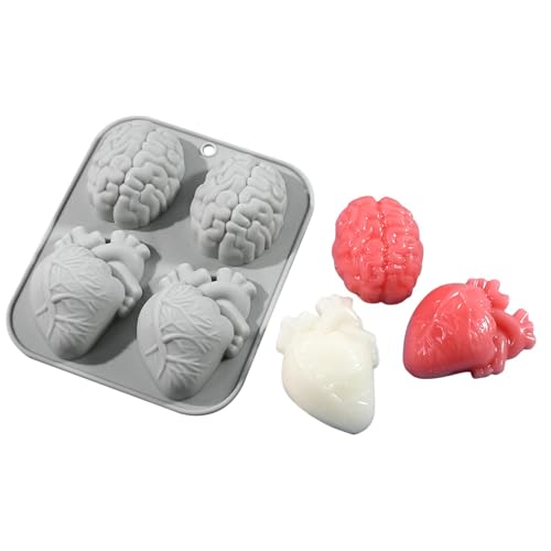 Halloween-Backformen – Backform Horror-Kerzenmacher in Herz- und Gehirnform, 4 Mulden, Kunstharz, Aromatherapie, Schokoladenform, Epoxidharz, Gießformen für Süßigkeiten, Gummibärchen Halloween-Backformen – Backform Horror-Kerzenmacher in Herz- und Gehirnform, 4 Mulden, Kunstharz, Aromatherapie, Schokoladenform, Epoxidharz, Gießformen für Süßigkeiten, Gummibärchen von fanelod