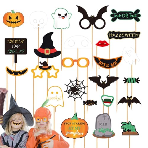 Halloween-Fotoautomaten-Requisiten, 25 x Halloween-Fotoautomaten-Requisiten, Schild mit Stäbchen, gruselige Süßigkeiten- oder Leckerei-Dekoration, Gastgeschenk für Party-Dekorationen Halloween-Fotoautomaten-Requisiten, 25 x Halloween-Fotoautomaten-Requisiten, Schild mit Stäbchen, gruselige Süßigkeiten- oder Leckerei-Dekoration, Gastgeschenk für Party-Dekorationen von fanelod