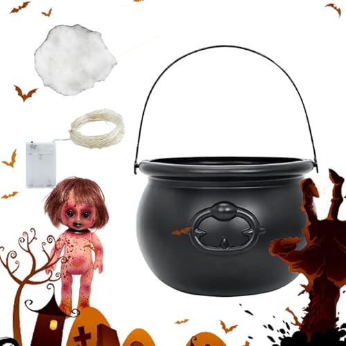 Halloween- mit Lichtern, schwarzer mit LED-Lichtern, Hexenkessel Nebelmacher, stabile Konstruktion, gruselige Requisiten für Eingangstisch, Halloween-Party, TV-Schrank, Kamin Halloween- mit Lichtern, schwarzer mit LED-Lichtern, Hexenkessel Nebelmacher, stabile Konstruktion, gruselige Requisiten für Eingangstisch, Halloween-Party, TV-Schrank, Kamin von fanelod