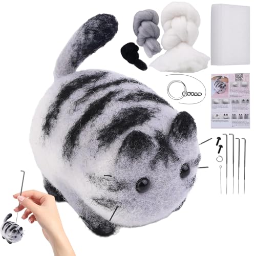 Handgefertigtes Nadelfilz-Set | Handgefertigtes Katzenpuppen-Anfänger-Nadelfilz-Set – Bastelset mit Schritt-für-Schritt-Anleitung für manuelle Enthusiasten jeden Alters Handgefertigtes Nadelfilz-Set | Handgefertigtes Katzenpuppen-Anfänger-Nadelfilz-Set – Bastelset mit Schritt-für-Schritt-Anleitung für manuelle Enthusiasten jeden Alters von fanelod