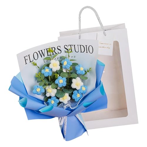 Handgewebter Blumenstrauß, künstliche gehäkelte Sonnenblumen-Stricksträuße, handgefertigte fertige Häkelblumen Blumenstrauß für Freundin, Valentinstag Geburtstag Handgewebter Blumenstrauß, künstliche gehäkelte Sonnenblumen-Stricksträuße, handgefertigte fertige Häkelblumen Blumenstrauß für Freundin, Valentinstag Geburtstag von fanelod