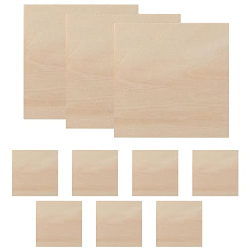 Lindenholzplatten, dünnes, natürliches, unlackiertes Holz zum Basteln, 10 Stück, glatte und natürliche Holzplatte für Projekte, Malen, Zeichnen, Gravieren, Brennen und Schneiden von fanelod