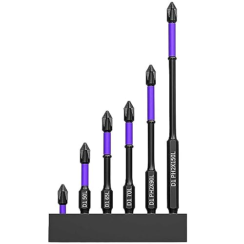 Magnetisches Schraubendreher-Bit-Set, D1 rutschfeste und stoßfeste Bits, 6 tragbare robuste magnetische Bit-Kit, stoßfestes D1-Treiber-Bit-Set, Kreuzschlitz-Magnetkopf mit Aufbewahrungsbasis von fanelod
