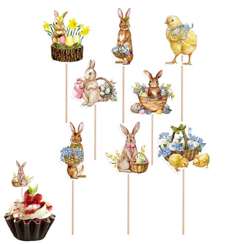Osterhase Cupcake Topper, Cupcake Toppers Essbar, Ostern Cupcake Dekorationen, 8 Papier Kaninchen Cupcake Topper, Bunny Cake Topper für Candy Box Kucheneinsätze Kuchendekorationen Osterhase Cupcake Topper, Cupcake Toppers Essbar, Ostern Cupcake Dekorationen, 8 Papier Kaninchen Cupcake Topper, Bunny Cake Topper für Candy Box Kucheneinsätze Kuchendekorationen von fanelod