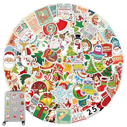 Weihnachtsaufkleber, 100 x Weihnachtsfiguren, Weihnachtsaufkleber für Scrapbooking, ästhetische niedliche Weihnachtsaufkleber für Laptop, Wasserflasche, Skateboard, Tagebuch, Gepäck, Skateboard Weihnachtsaufkleber, 100 x Weihnachtsfiguren, Weihnachtsaufkleber für Scrapbooking, ästhetische niedliche Weihnachtsaufkleber für Laptop, Wasserflasche, Skateboard, Tagebuch, Gepäck, Skateboard von fanelod