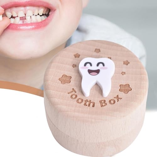 Zahnbox aus Holz, für Kinder, Zahntruhe, Zahnaufbewahrungsbox, Zahnhalter, Aufbewahrungsbox für Kinder, , Schatzbehälter und Erinnerungsbox für Mädchen und von fanelod