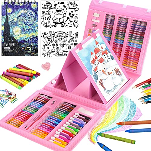 Zeichenset, 208-teilig, Kinder-Kunst-Zeichensets, Kinder-Kunstbedarf, Zeichenkunst-Set mit doppelseitiger dreifach gefalteter Staffelei, Malzubehör enthält Ölkreiden, Buntstifte, Aquarell-Kuchen Zeichenset, 208-teilig, Kinder-Kunst-Zeichensets, Kinder-Kunstbedarf, Zeichenkunst-Set mit doppelseitiger dreifach gefalteter Staffelei, Malzubehör enthält Ölkreiden, Buntstifte, Aquarell-Kuchen von fanelod