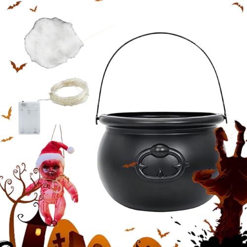 fanelod Halloween-Kessel mit Lichtern, schwarzer Kessel mit LED-Lichtern, Hexenkessel Nebelmacher, stabile Konstruktion, gruselige Requisiten für Eingangstisch, Halloween-Party, TV-Schrank, Kamin fanelod Halloween-Kessel mit Lichtern, schwarzer Kessel mit LED-Lichtern, Hexenkessel Nebelmacher, stabile Konstruktion, gruselige Requisiten für Eingangstisch, Halloween-Party, TV-Schrank, Kamin von fanelod