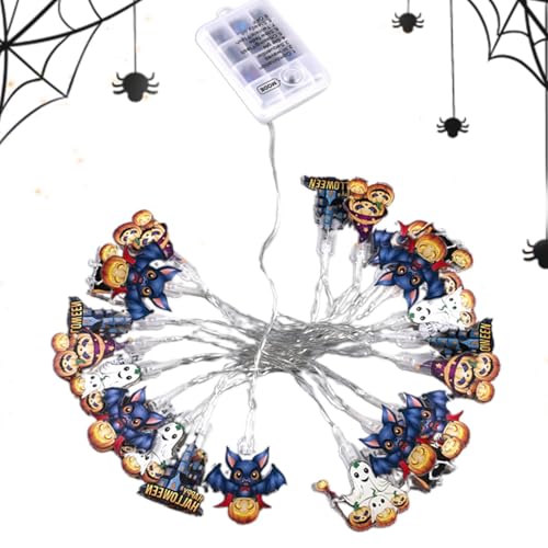 fanelod Kürbis-Geist-LED-Lichterkette, 2,5 m, batteriebetriebene LED-Lichterkette mit 20 Glühbirnen, buntes Nachtlicht, multifunktionale Halloween-Dekoration für Veranda, Zimmer, Innenhof fanelod Kürbis-Geist-LED-Lichterkette, 2,5 m, batteriebetriebene LED-Lichterkette mit 20 Glühbirnen, buntes Nachtlicht, multifunktionale Halloween-Dekoration für Veranda, Zimmer, Innenhof von fanelod