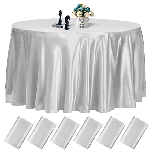 fani 6 Stück 274 cm silberne runde Tischdecke – hochwertige seidige Satin-Tischdecke, glatte Stoff-Tischdecke, Tischdekoration, für Hochzeit, Party, Bankett, Events, Restaurant, Küche, Esszimmer fani 6 Stück 274 cm silberne runde Tischdecke – hochwertige seidige Satin-Tischdecke, glatte Stoff-Tischdecke, Tischdekoration, für Hochzeit, Party, Bankett, Events, Restaurant, Küche, Esszimmer von fani