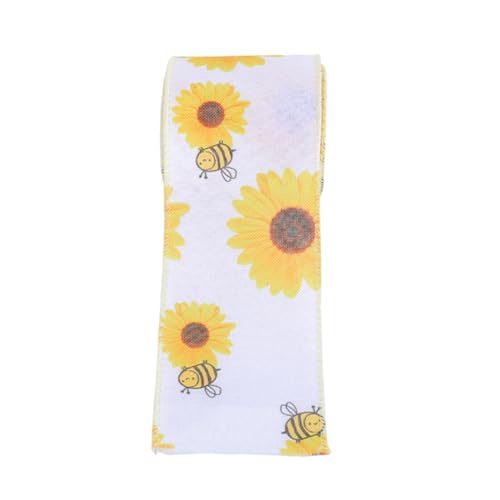6,3 cm × 4,5 m Sonnenblumenband mit Wabenrand umwickeltes Band mit Drahtrand zum Basteln, dekoratives Band Bienen mit Drahtkante von fanlangyi