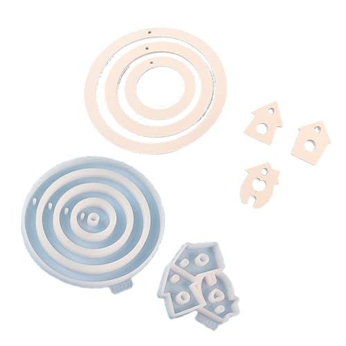 Silikonform mit Kreisen, Haus, Gipsform, verbundene Kreise, hängende Ornamente, Epoxidharz-Formen für Modeliebhaber, Silikonformen zum Backen, 2 Stück Silikonform mit Kreisen, Haus, Gipsform, verbundene Kreise, hängende Ornamente, Epoxidharz-Formen für Modeliebhaber, Silikonformen zum Backen, 2 Stück von fanlangyi