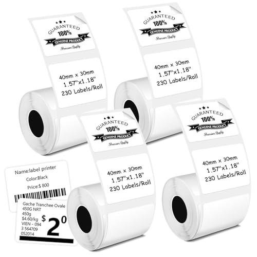 Mehrzweck-Thermo-Etiketten, kompatibel mit Phomoemo M110/M221/M220/M120/M200, 40 x 30 mm, 230 Etiketten/Rolle, 4 Rollen Mehrzweck-Thermo-Etiketten, kompatibel mit Phomoemo M110/M221/M220/M120/M200, 40 x 30 mm, 230 Etiketten/Rolle, 4 Rollen von fannster
