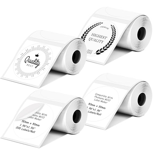 Mehrzweck-Thermo-Etiketten, rund, 5 cm, kompatibel mit Phomoemo M110/M221/M220/M120/M200, 50 x 50 mm, 140 Etiketten/Rolle, Weiß, 4 Rollen Mehrzweck-Thermo-Etiketten, rund, 5 cm, kompatibel mit Phomoemo M110/M221/M220/M120/M200, 50 x 50 mm, 140 Etiketten/Rolle, Weiß, 4 Rollen von fannster