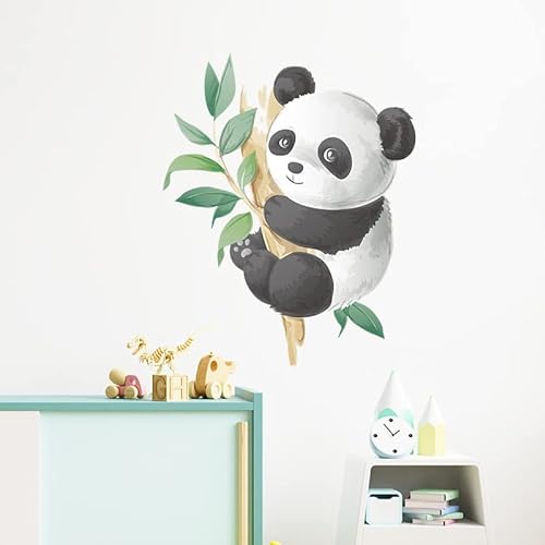 fanquare Panda und Bambus Wandaufkleber Cartoon Panda Wandtattoo Kunst Dekor für Kinder Schlafzimmer Baby Kinderzimmer Spielzimmer von fanquare