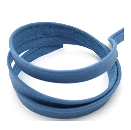 Paspelband keder farbig 10mm breit mit 2-3mm Kordel Meterware 1 Meter (azul) von fany