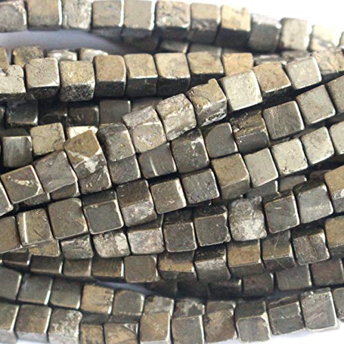 fashiontrenda Natürliche, echte Pyrit-Edelstein-Perlen für Schmuck-Armbänder (Würfel, 4 mm) von fashiontrenda