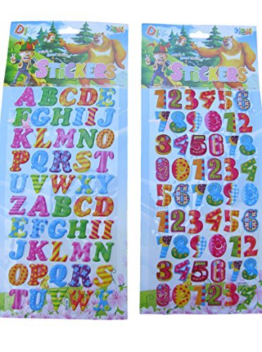 2 x Blätter (#2) Bunt Buchstaben & Zahlen ALPHABET PUFFY 3D Stil Aufkleber wiederverwendbare Sticker zum Basteln Kinder scrap Books Geburtstag Karten von fat-catz-copy-catz