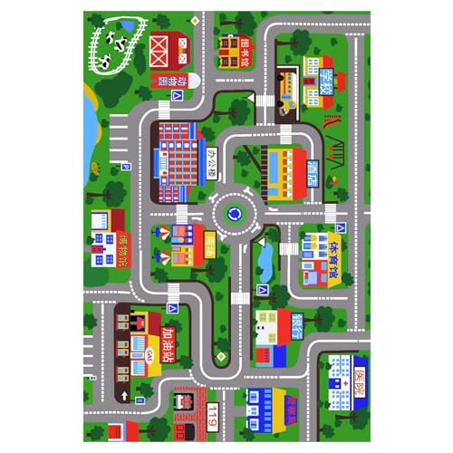 fayarrd Babymatte für Boden, Spielmatten für Boden, Kinderspiele sensorische Babybodenspiel Mat, Große Faltbare Teppich -Kleinkindaktivitäten, City -Szene Bildungsspielzeug Teppich für Kinder im von fayarrd