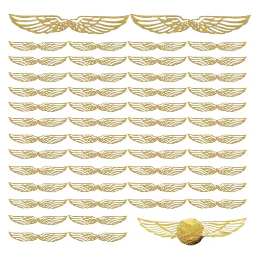 fayarrd Torten Topper Deko - Glitzer Flügel Deko Zubehör | 50 Stücke Papier Bastelset für Hochzeit Konditorei Pudding Patisserie Dessert Tisch Festliche Anlässe Mousse von fayarrd