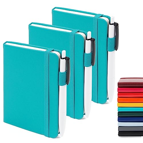 feela Notizbuch A6, 3 Stück Notizbücher Set, Journale Buch Bulk mit 3 Gelstiften schwarz, 80 GSM, 112 Seiten, 8,89x13,97cm, Mini Notizblock Set geeignet für Büro und Schule, smaragdes Notizheft von feela