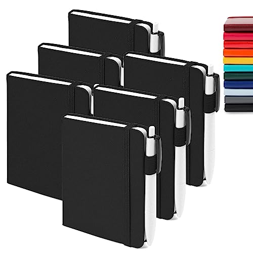 feela Notizbuch A6, 6 Stück Notizblock klein, Journale Buch Bulk mit 6 Gelstiften schwarz, 112 Seiten, 80GSM, 9x14cm, Mini Notizbuch liniert geeignet für Büro, Schule, Notizheft mit PU Leder, schwar feela Notizbuch A6, 6 Stück Notizblock klein, Journale Buch Bulk mit 6 Gelstiften schwarz, 112 Seiten, 80GSM, 9x14cm, Mini Notizbuch liniert geeignet für Büro, Schule, Notizheft mit PU Leder, schwar von feela