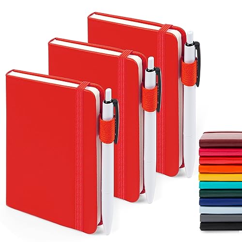 feela Taschen-Notizbuch, Tagebücher mit 3 schwarzen Stiften, A6, niedlich, kleines Tagebuch, Großpackung, Hardcover, College-Notizblock mit Stifthalter, für Büro, Schulbedarf, 8,9 x 14 cm, Rot, 3 feela Taschen-Notizbuch, Tagebücher mit 3 schwarzen Stiften, A6, niedlich, kleines Tagebuch, Großpackung, Hardcover, College-Notizblock mit Stifthalter, für Büro, Schulbedarf, 8,9 x 14 cm, Rot, 3 von feela