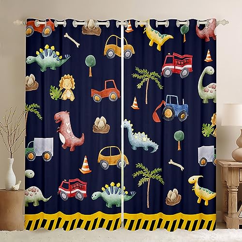 feelingyou Cartoon Kinder Fenster Vorhänge, Nette Dino Kran Feuer Bagger Küche Fenster Behandlungen, Aquarell Dinosaurier Marine Fenster für Zuhause, 2 Platten, 42Wx63L Zoll feelingyou Cartoon Kinder Fenster Vorhänge, Nette Dino Kran Feuer Bagger Küche Fenster Behandlungen, Aquarell Dinosaurier Marine Fenster für Zuhause, 2 Platten, 42Wx63L Zoll von feelingyou